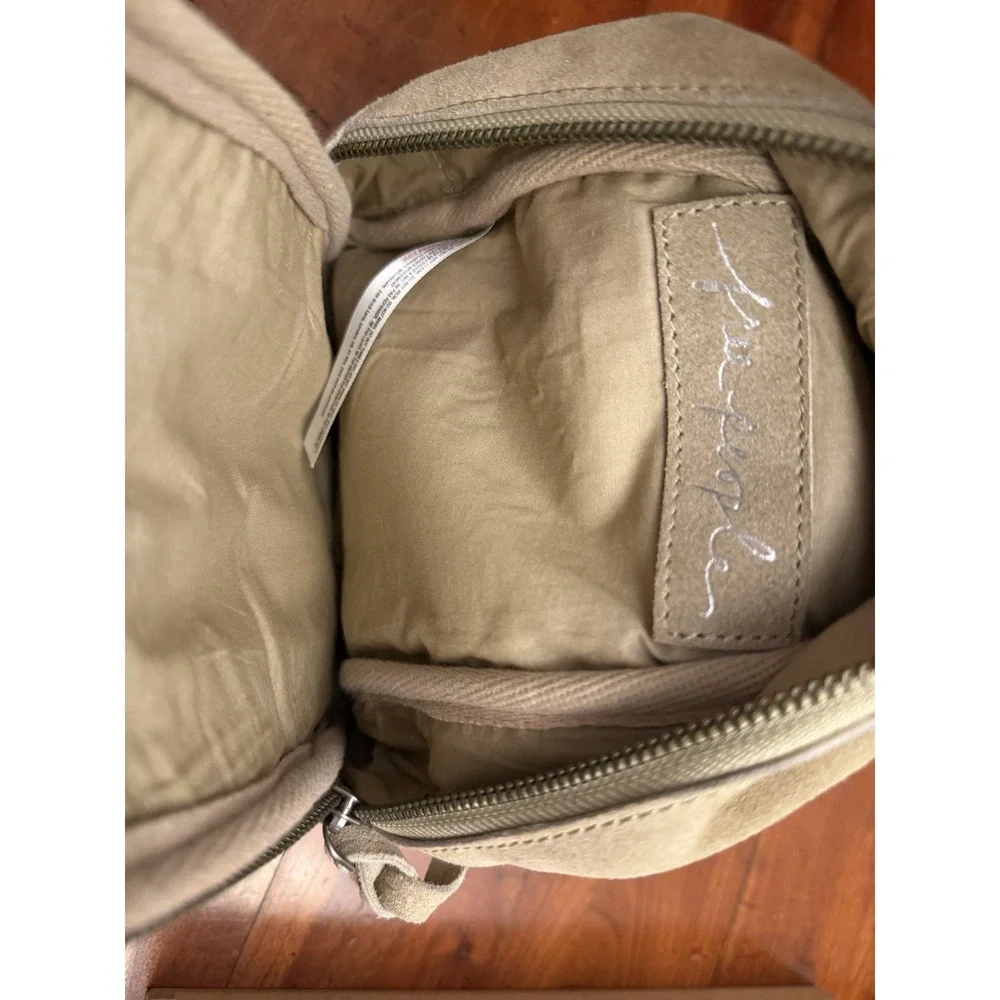 FREE PEOPLE Hudson Suede Sling Bag Taupe Tan Crossbody Backpack Travel Festival